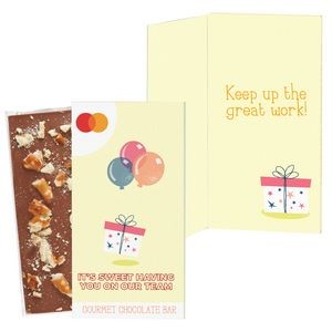 3.5 oz Belgian Chocolate Greeting Card Box (It's Sweet Having You On Our Team) - Salted Pretzel