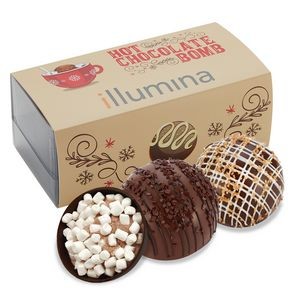 Hot Chocolate Bomb Gift Box - Deluxe Flavor - 2 Pack - Milk & Dark Delight, Dark Chocolate Crystal