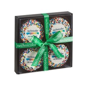 Elegant Belgian Chocolate Custom Oreo® Gift Box - Rainbow Nonpareil Sprinkles