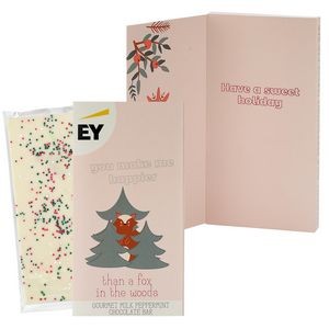 3.5 Oz. Belgian Chocolate Greeting Card Box (You Make Me Happier..)-Holiday Sugar Cookie Crunch Bar