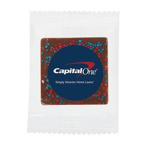 Bite Size Belgian Chocolate Square with Corporate Color Nonpareil Sprinkles