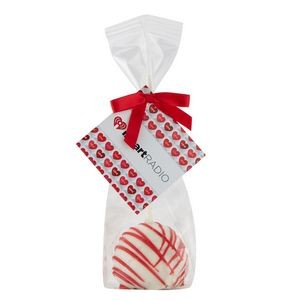 Valentine's Day Belgian Chocolate Truffle Pops- White Chocolate w/ Red Drizzle