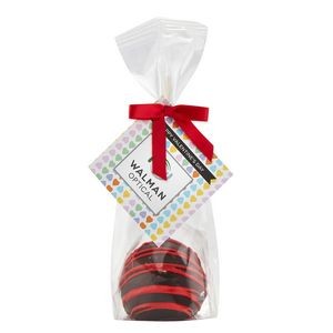 Valentine's Day Belgian Chocolate Truffle Pops- Dark Chocolate w/ Red Drizzle
