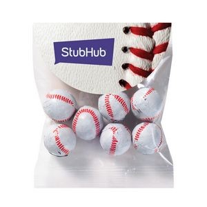 Chocolate Baseballs in Small Round Top Header Bag