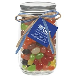 16 Oz. Glass Mason Jar w/ Raffia Bow (Assorted Jelly Beans)