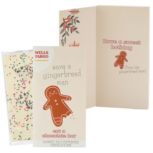 3.5 Oz. Belgian Chocolate Greeting Card Box (Save A Gingerbread Man)-Holiday Sugar Cookie Crunch Bar