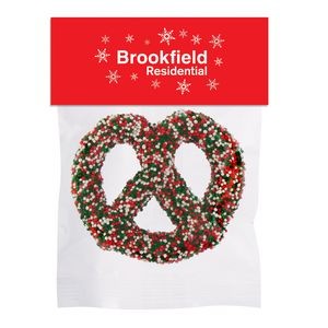 Chocolate Covered Pretzel Header Bag - Holiday Nonpareil Sprinkles