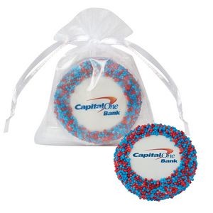 Custom Chocolate Covered Oreo Organza Bag - Corporate Color Nonpareil Sprinkles