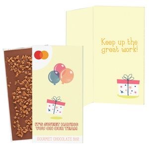 3.5 oz Belgian Chocolate Greeting Card Box (It's Sweet Having You On Our Team) - Toffee