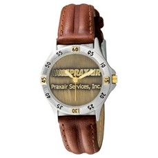 ABelle Promotional Time Defender Medallion Lady's 2 Tone Watch w/ Leather Band
