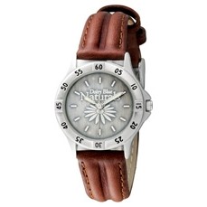 ABelle Promotional Time Defender Medallion Lady's Silver Watch w/ Leather Band