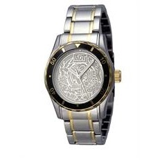Selco Geneve Ladies' Canvas Medallion Silver/Gold Watch