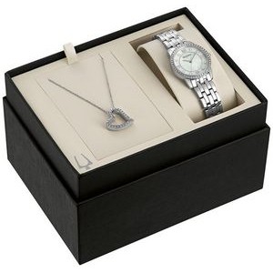 Bulova Ladies' Crystal Box Set, Watch and Heart Necklace