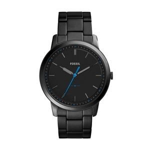 The Minimalist Slim Three-Hand Black Stainless Steel Watch by Fossil