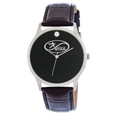 Marquis Silver Men's Watch w/ Genuine Black Leather Strap