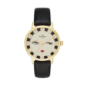 New York Gold-Tone and Black Leather Metro Watch