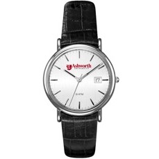 Concord Silver Men's Watch with Black Leather Strap
