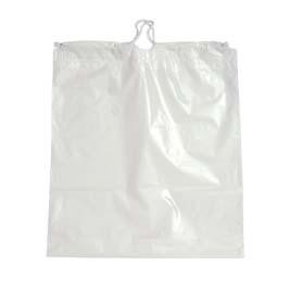 Plain Plastic White Cotton Drawstring Bag (14" x 16" x 6")