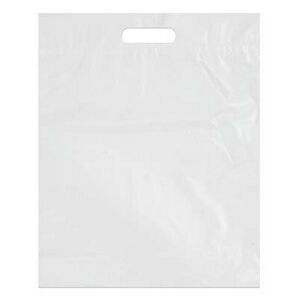 Stock White Plastic Fold Over Die Cut Handle Bag (9" x 12")