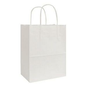 ECO White Kraft Shopping Bag (8"x4 3/4"x10 1/2")