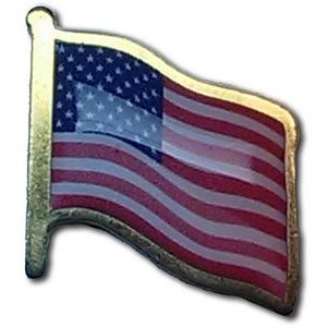 Printed Flag Gold Tone Lapel Pins with Epoxy Done (Made in USA)