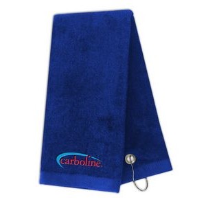 Embroidered Tri-fold Sports Towel With Center Grommet & Hook