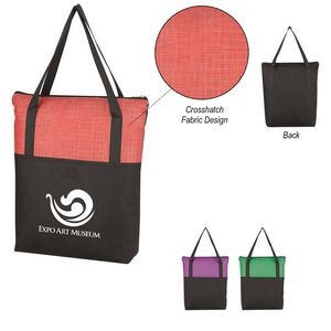 Crosshatch Non-woven Zippered Tote Bag