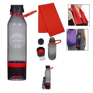 15 Oz. Energy Sports Bottle With Phone Holder And Cooling Towel