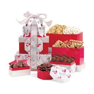 Celebrate the Season Gourmet Sweets & Treats Tower - Red-Silver