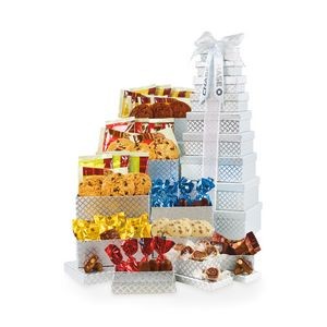 Capture Their Attention Snacks for All Tower - Silver Diamond Pattern