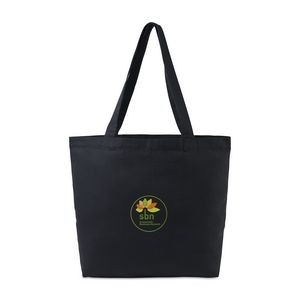 AWARE™ Recycled Cotton Shopper Tote Bag with Interior Zip Pocket - Black
