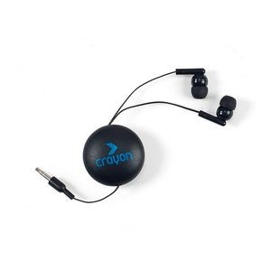 Retractable Wired Earbuds with Magnet - Black
