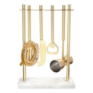 Be Home® Luxe Hanging Bar Tool Set - Marble-Matte Gold
