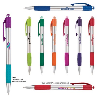 Fusion Silver Gripper Pen with Colored Accents