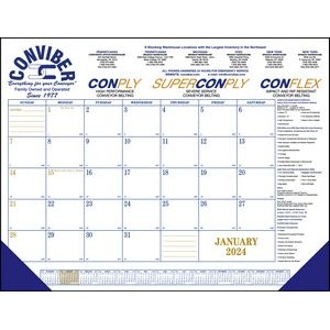 Standard 2 Color Desk Pad Calendar w/Top, Bottom, Right Imprint (Blue or Gold Print)