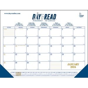 Standard 3 Color Desk Pad Calendar w/Top & Bottom Imprint (Blue or Gold Print)