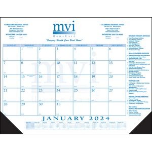 Standard 2 Color Desk Pad Calendar w/Top & Right Imprint (Blue PMS 300)