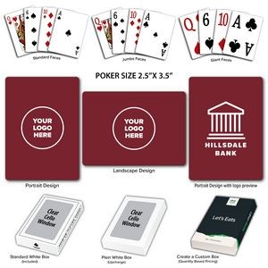 Solid Back Burgundy Poker Size Playing Cards