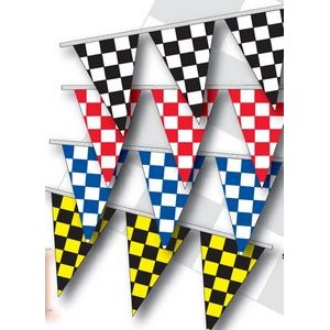 100' Checkered Triangular Race Track Starter Pennant (4 Mil.)