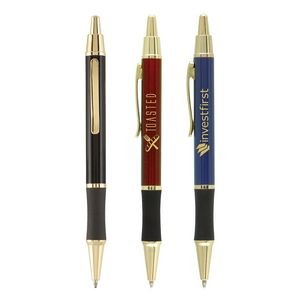 Matrix Grip Pen w/ Gold Top & Accents - Laser Engraved Metal Pen