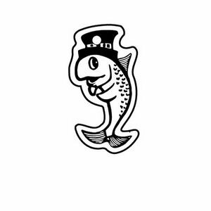 Cartoon Fish w/Hat Key Tag (Spot Color)