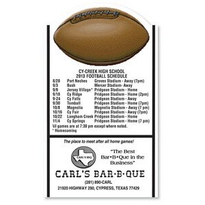 20 Mil Football Schedule Magnet - Full Color