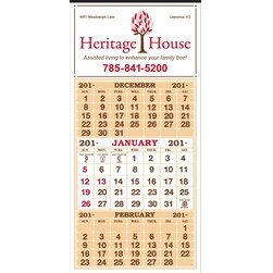 3-Color 12-Sheet 3-Month Display Calendars w/ Beige Tint (Thru 4/30)