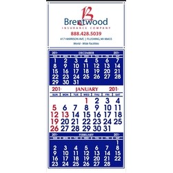 3-Color 12-Sheet 3-Month Display Calendars w/Blue Tint (Thru 4/30)