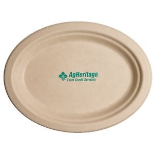 10" Kraft Oval Compostable Paper Plate