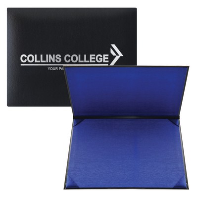 Leatherette Certificate Holder - Double-Padded Certificate Holder w/Navy Blue Fabric Lining