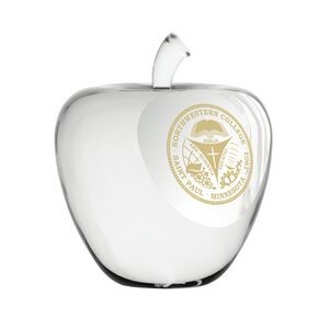 Crystal Apple Paperweight Trophy Award with slanted flat front