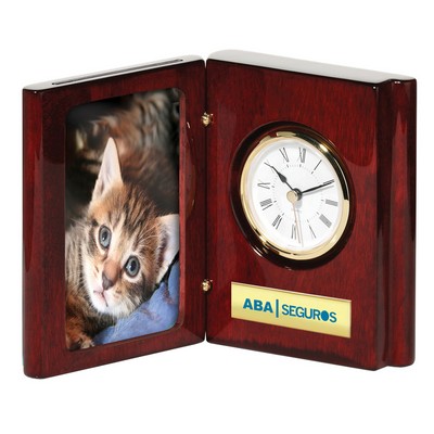 Piano Wood Finish Book Clock & Picture Frame