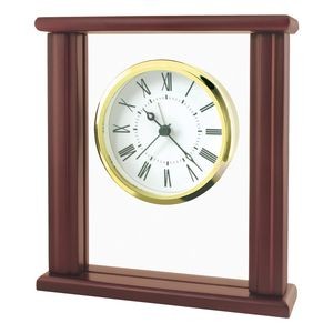 Upright Wood and Glass Desk Alarm Clock