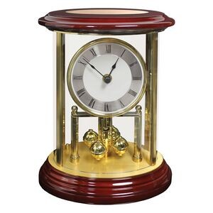 Clock - Piano Wood Finish & Glass Anniversary Mantel Desk Clock